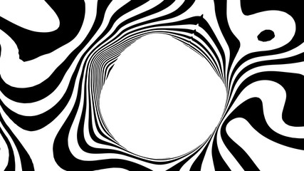 Fototapeta premium Optical illusion wave. Abstract 3d black and white illusions. Horizontal lines stripes pattern or background with wavy distortion effect. Vector illustration.
