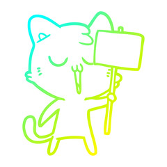 cold gradient line drawing cartoon cat