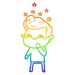 rainbow gradient line drawing cartoon excited man