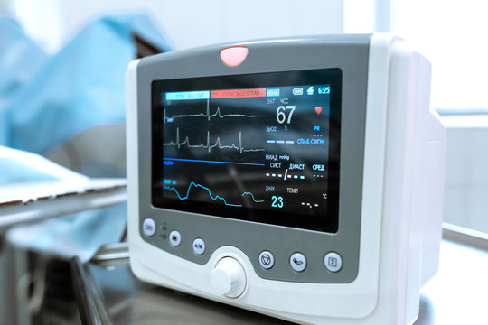 Monitoring Of ECG, Blood Pressure, Saturation Of The Patient During Surgery. Cardiac Monitor