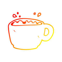 warm gradient line drawing cartoon coffee cup