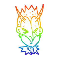 rainbow gradient line drawing cartoon devil face