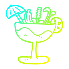 cold gradient line drawing cartoon tropical cocktail