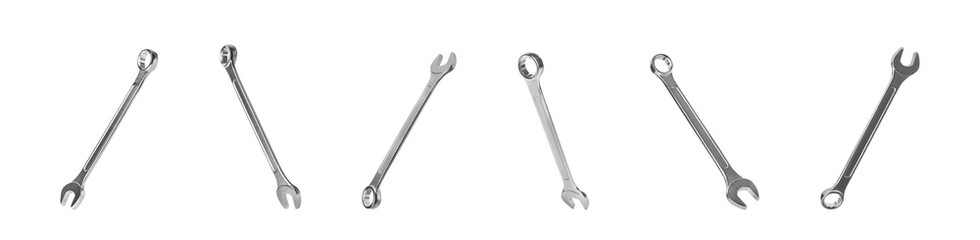 Set of wrenches on white background. Construction tools