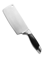 Sharp cleaver knife isolated on white. Kitchen utensil