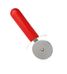 New pizza cutter with red handle isolated on white