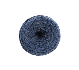 Clew of color knitting thread on white background