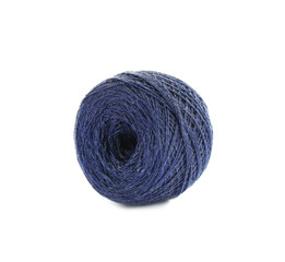 Clew of color knitting thread on white background