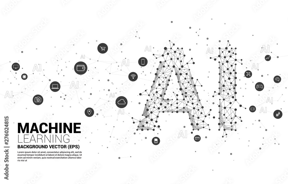 Aufkleber Vector Polygon dot connect line shaped AI. Concept for machine learning and artificial intelligence.