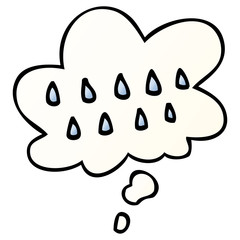 cartoon rain and thought bubble in smooth gradient style