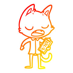 warm gradient line drawing talking cat boss