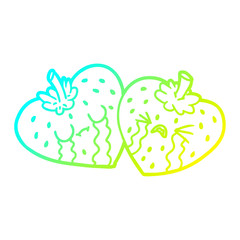 cold gradient line drawing cartoon strawberries