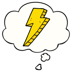 cartoon lightning bolt and thought bubble