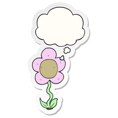 cartoon flower and thought bubble as a printed sticker