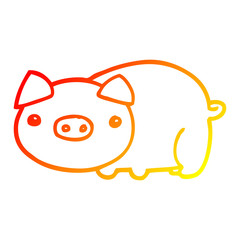 warm gradient line drawing cartoon pig
