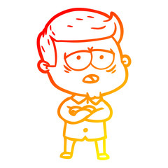 warm gradient line drawing cartoon tired man