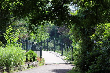Une passerelle au printemps dans les jardins
