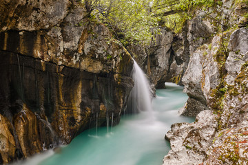 Obraz na płótnie Canvas image of soca river at greate soca george - Slovenia