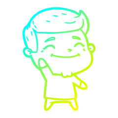 cold gradient line drawing happy cartoon man waving
