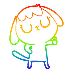 rainbow gradient line drawing cute cartoon dog