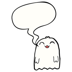 cartoon ghost and speech bubble