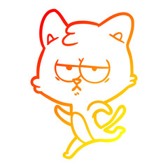 warm gradient line drawing bored cartoon cat