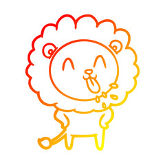 warm gradient line drawing happy cartoon lion