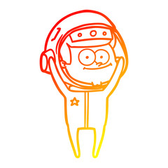 warm gradient line drawing happy astronaut cartoon