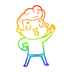 rainbow gradient line drawing happy cartoon man