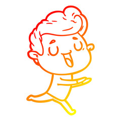 warm gradient line drawing happy cartoon man