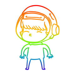rainbow gradient line drawing cartoon curious astronaut