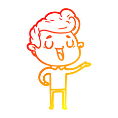 warm gradient line drawing happy cartoon man
