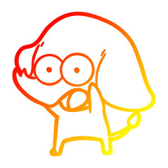 warm gradient line drawing cute cartoon elephant