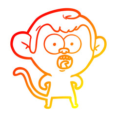 warm gradient line drawing cartoon shocked monkey