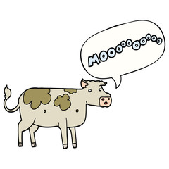 cartoon cow and speech bubble