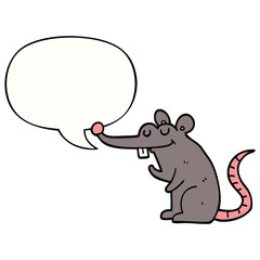 cartoon rat and speech bubble
