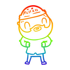 rainbow gradient line drawing cartoon bearded man