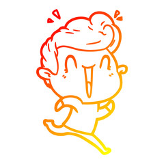 warm gradient line drawing cartoon excited man