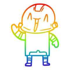 rainbow gradient line drawing cartoon robot