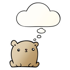 cute cartoon bear and thought bubble in smooth gradient style