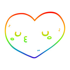 rainbow gradient line drawing cartoon love heart