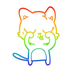 rainbow gradient line drawing cartoon cat