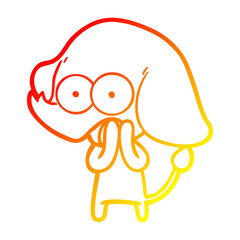 warm gradient line drawing cute cartoon elephant