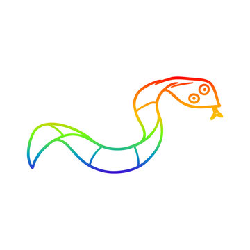 rainbow gradient line drawing cartoon snake