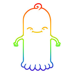 rainbow gradient line drawing cartoon ghost
