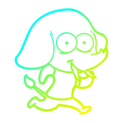 cold gradient line drawing happy cartoon elephant