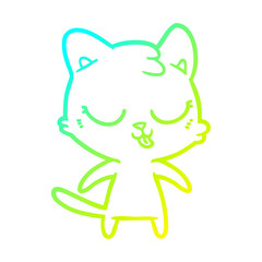 cold gradient line drawing cute cartoon cat