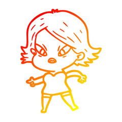 warm gradient line drawing cartoon stressed woman