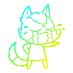 cold gradient line drawing cartoon crying wolf