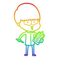 rainbow gradient line drawing cartoon happy boy